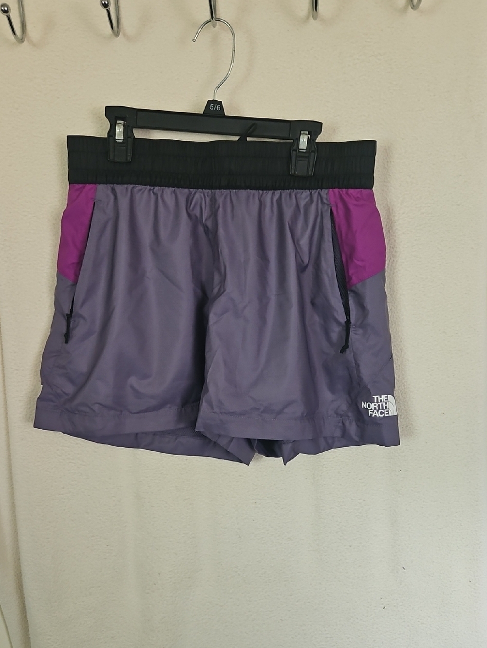 The North Face Women's Purple Athletic Shorts with Pink Side Panels